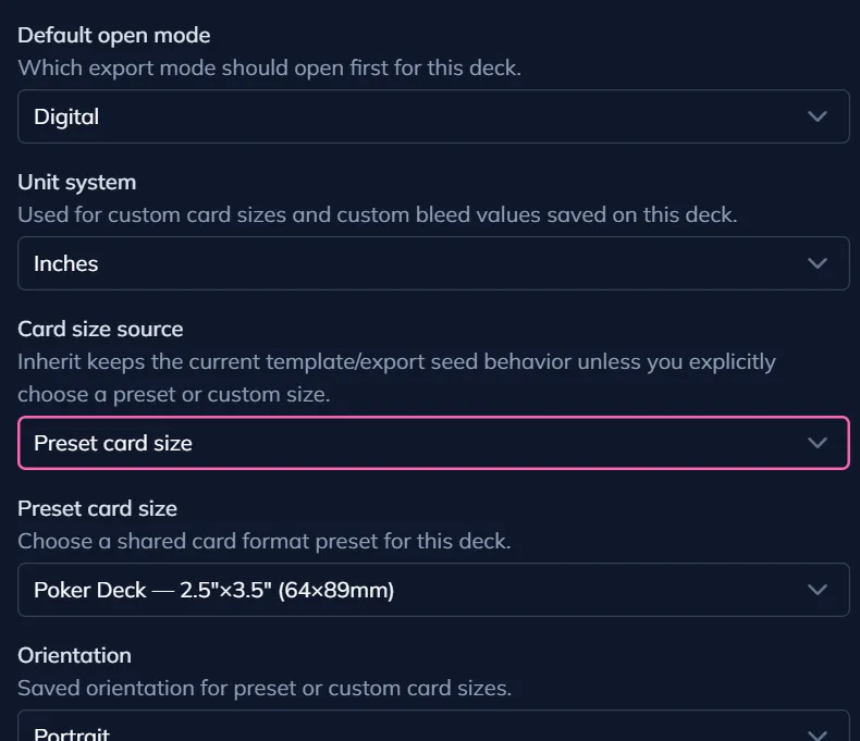 Save Export Settings on Each Deck