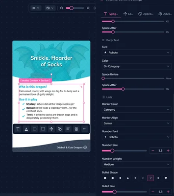 Screenshot of Beautiful Lists & Typography - Markdown Styling Controls