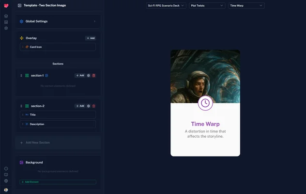 Screenshot of Visual Template Builder - Build templates without code!
